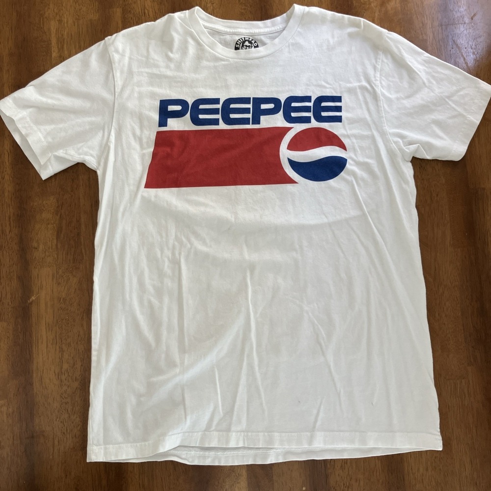 Funny Graphic Tee PEEPEE Pepsi Logo Pardoy Shirt White Adult Size Large